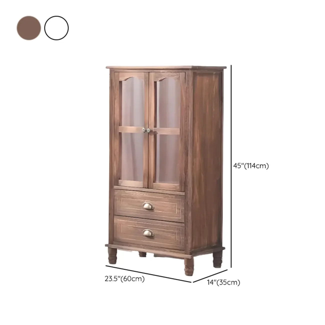 Freestanding Solid Wood White Cabinet with Drawers
