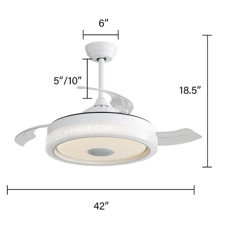 42  Led Ceiling Fan with Remote Control and Reversible DC Motor - N/A