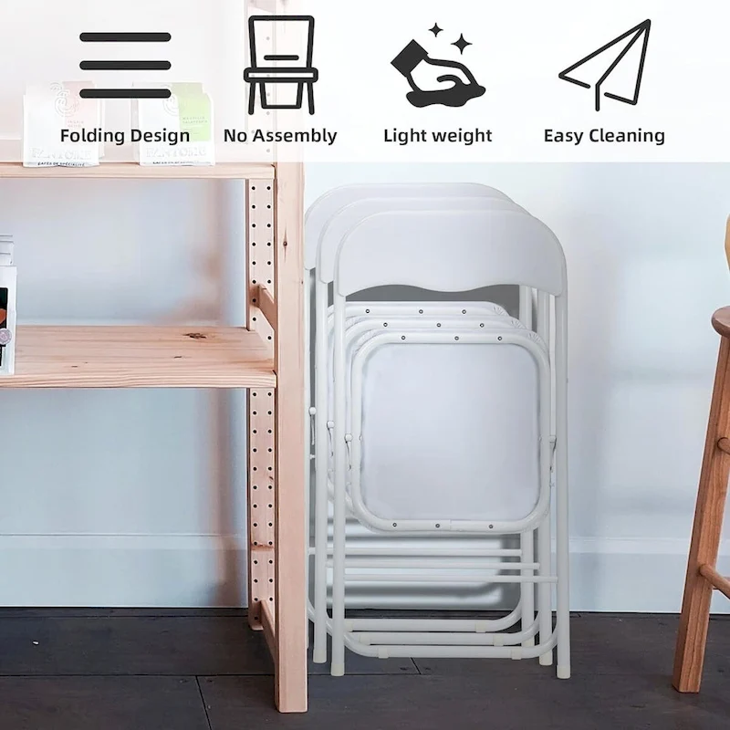 6 Folding Chairs with Cushion, with Non-Slip Feet Pads