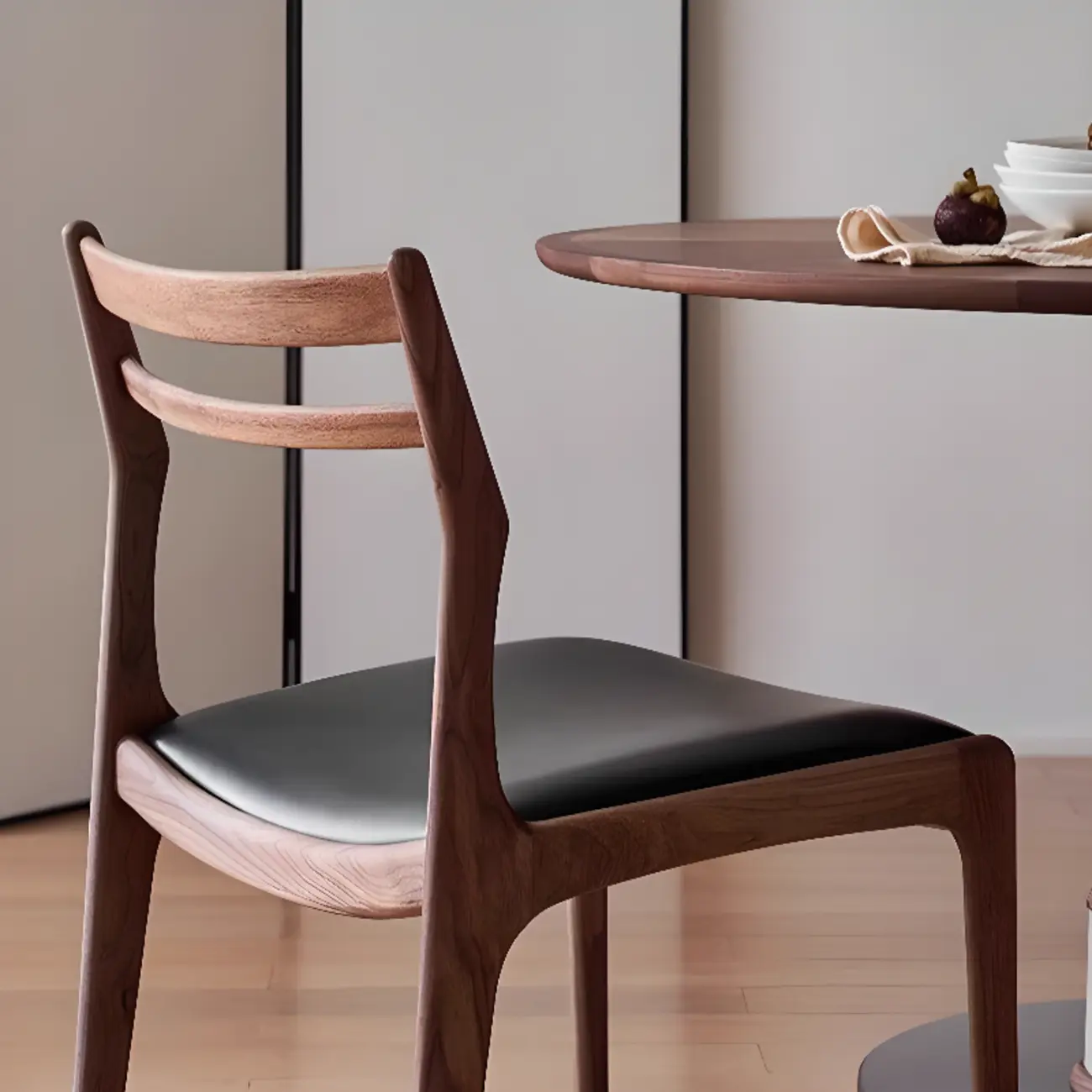 Modern Upholstered Ladder Back Wooden Dining Chair