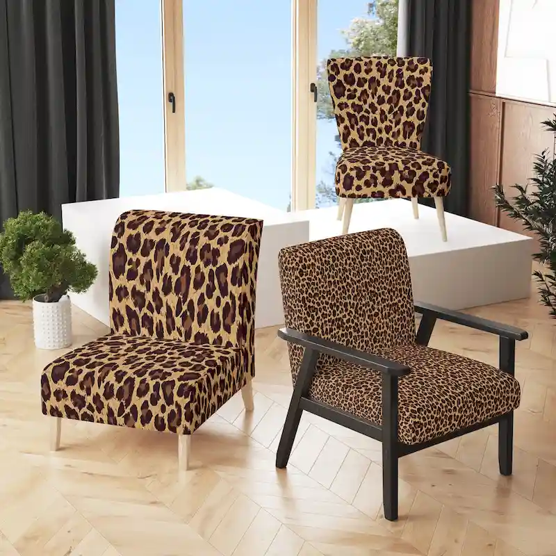 Designart Leopard Fur II Upholstered Cabin & Lodge Accent Chair and Arm Chair