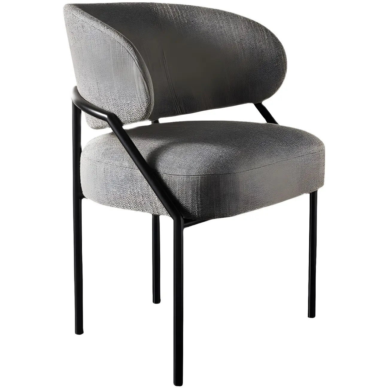 Contemporary Gray Upholstered Dining Chair Metal Frame