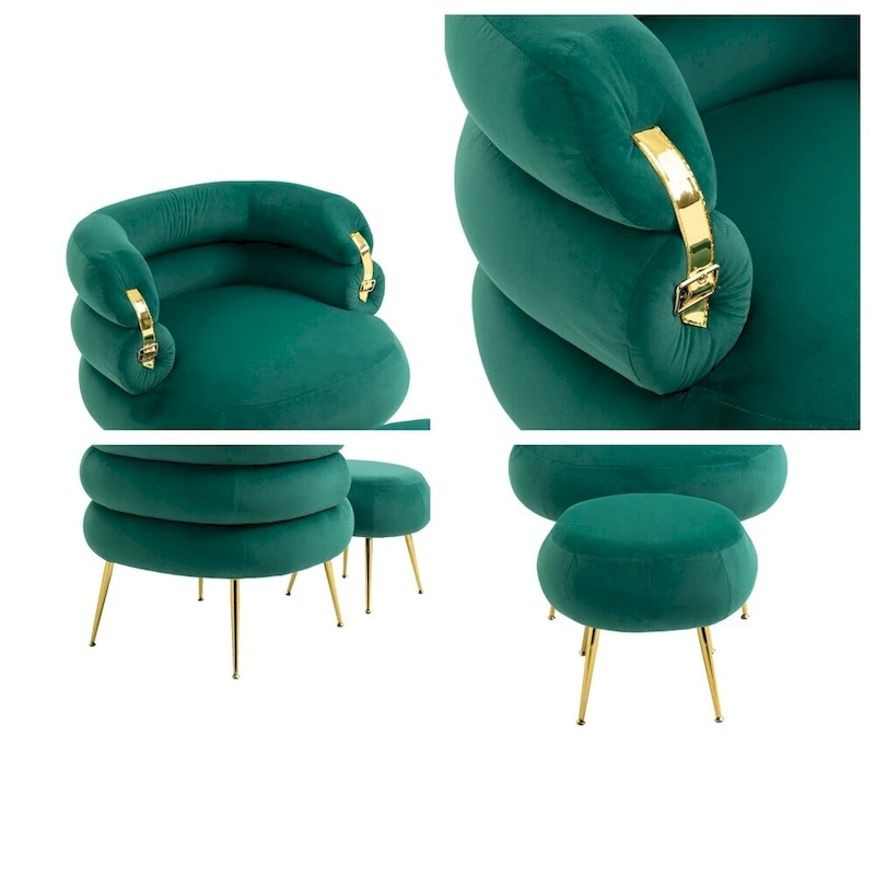 Accent Chair Modern Upholstered Armchair Tufted Chair with Metal Frame - 29.13 x 27.95 x 28.35