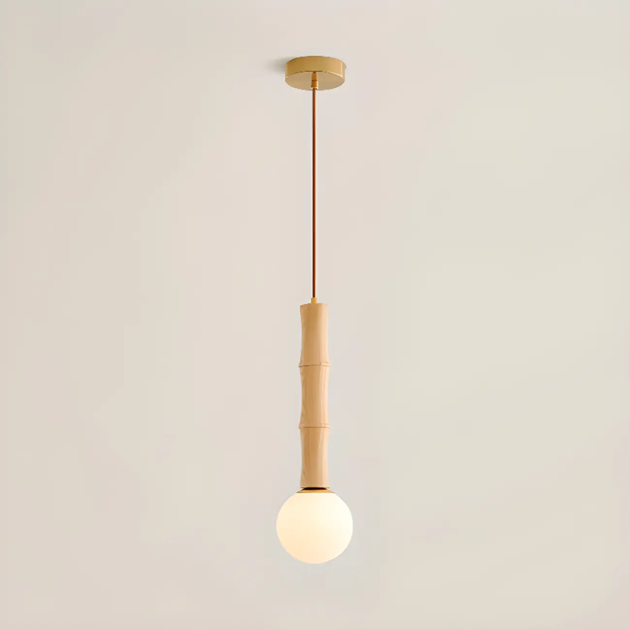 Adjustable Wood & Glass Globe Hanging Pendant Light Fixture