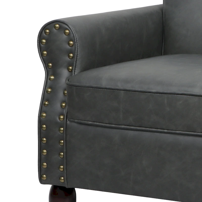 Nailheads Accent Chair Faux Leather Armchair