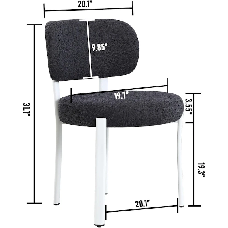 XINMICS Upholstered Modern Boucle Dining Room Chairs with White Metal Legs