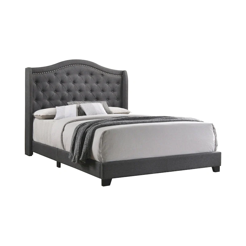 Maassluis Camelback Demi-wing Tufted Upholstered Bed