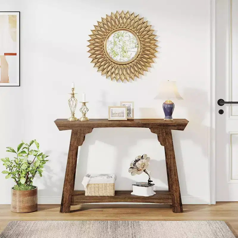 Lantine 2-Tier Narrow Wooden Console Table