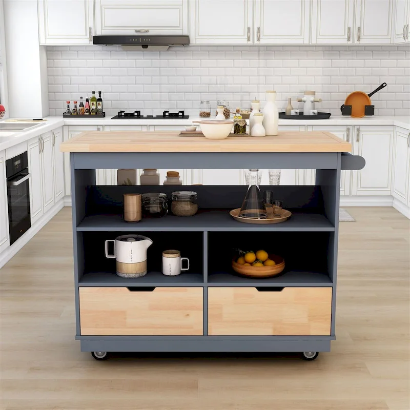 Two-sided Kitchen island Cart on Wheels by Harper&Bright Designs