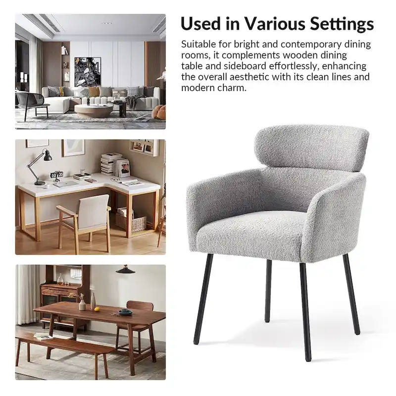 Amos Modern Boucle Dining Chair with Adjustment Feet Set of 4 by HULALA HOME