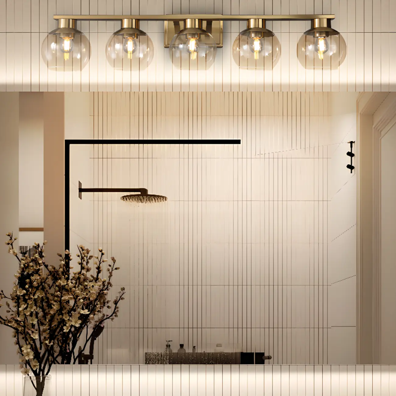 Classic Brass Vanity Lights with Transparent Ball Shade
