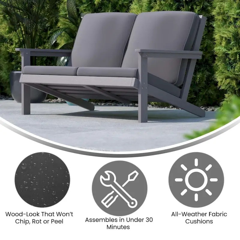 All-Weather Poly Resin Adirondack Loveseat & Cushions