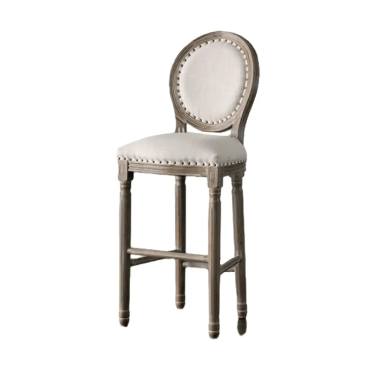 White French Country Solid Wood Counter Bar Stools with Back