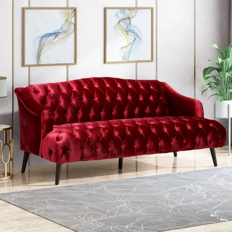 Adelia Modern Glam Tufted Velvet Sofa by Christopher Knight Home