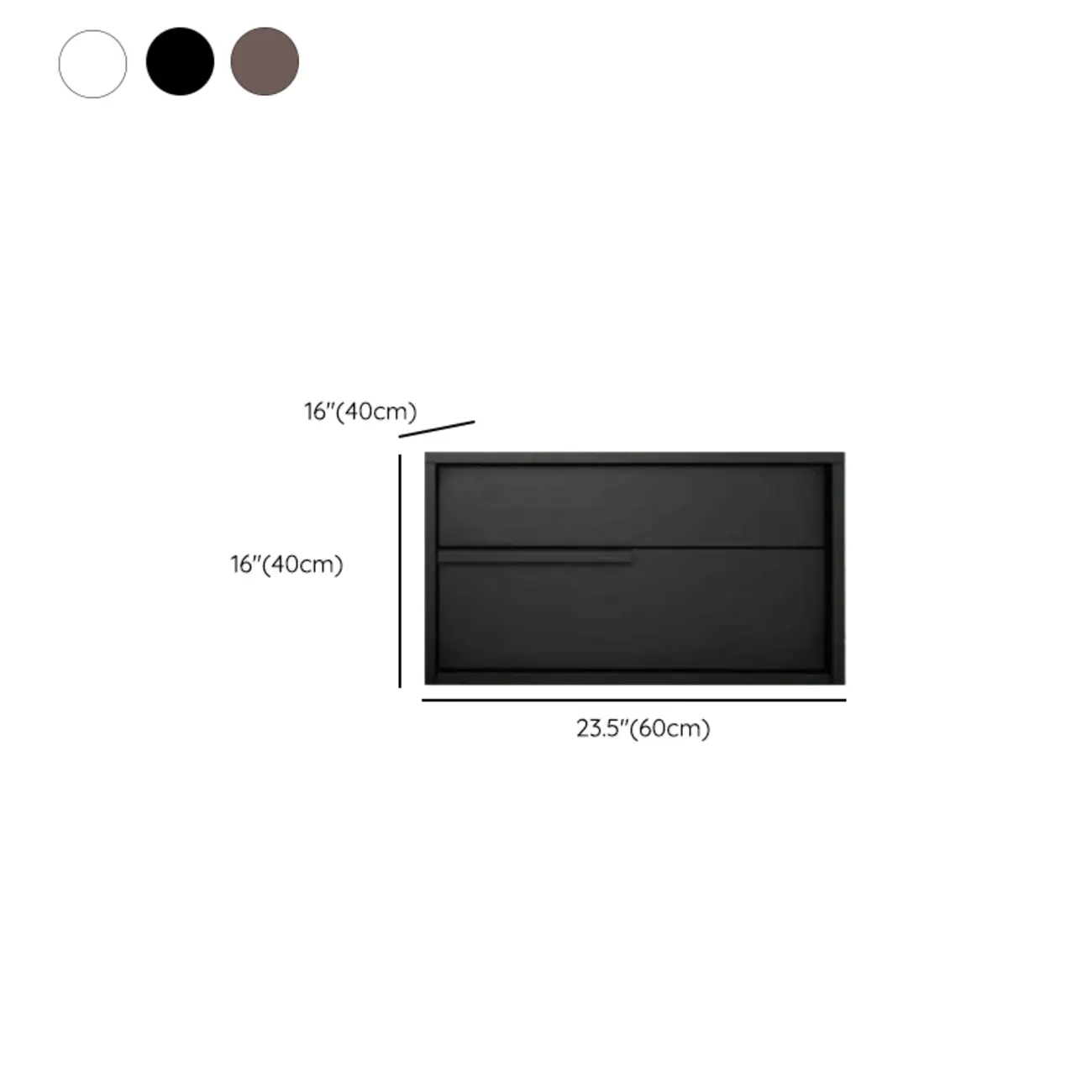 Modern Black Manufactured Wood 2-Drawer Nightstand