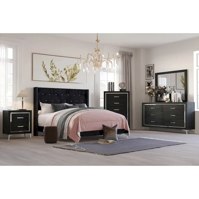New Classic Furniture Willits 4-Piece Bedroom Set with Nightstand