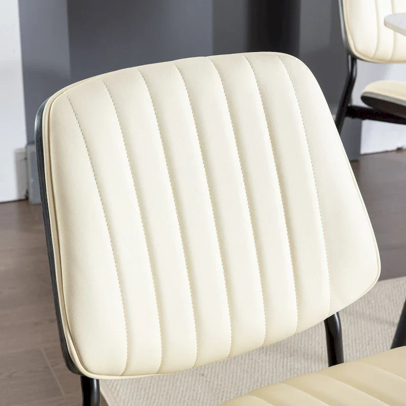 2PCS Faux Leather Chair with Metal Legs