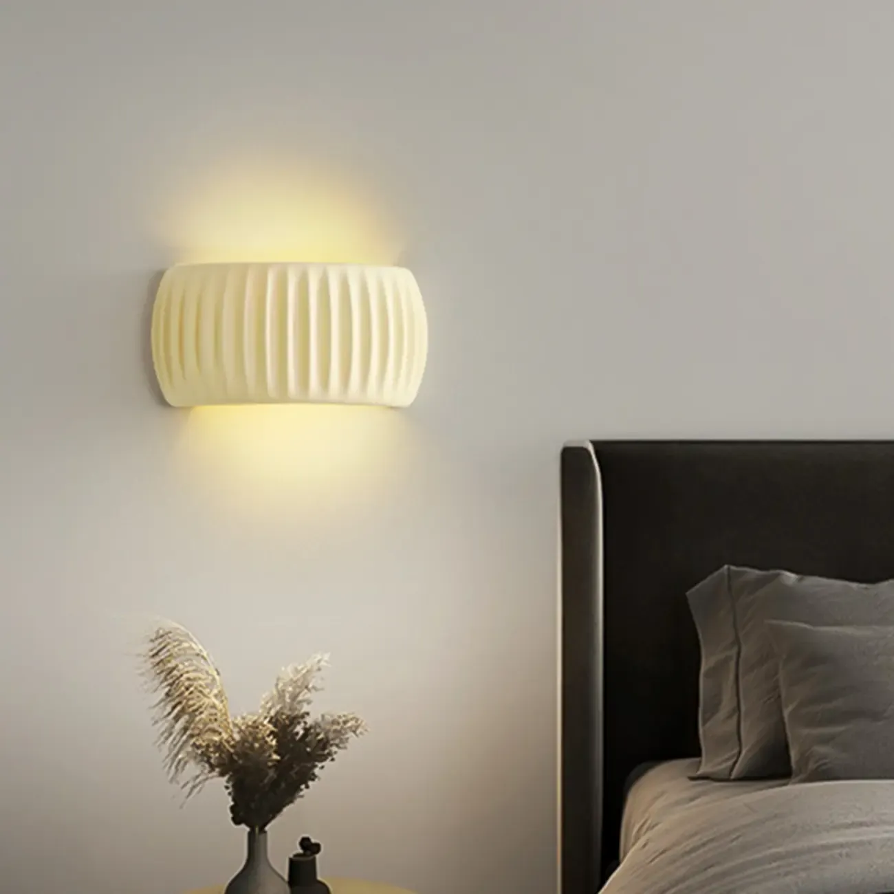 Modern White Wall Sconce with Resin Shade for Bedroom Decor