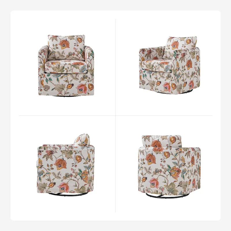 Erkenbald Modern Slipcovered Swivel Chair with Removable Cushion Set of 2 by HULALA HOME