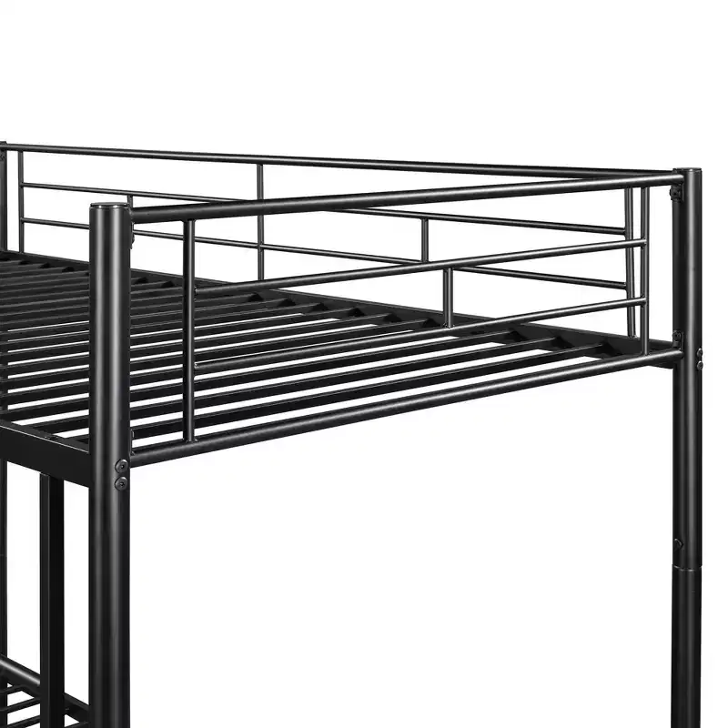 Bellemave Twin Over Twin Metal Bunk Bed, Sturdy Steel Frame, Black Finish, Converts to Two Twin Beds, Heavy-Duty Slats, No Box Spring Needed