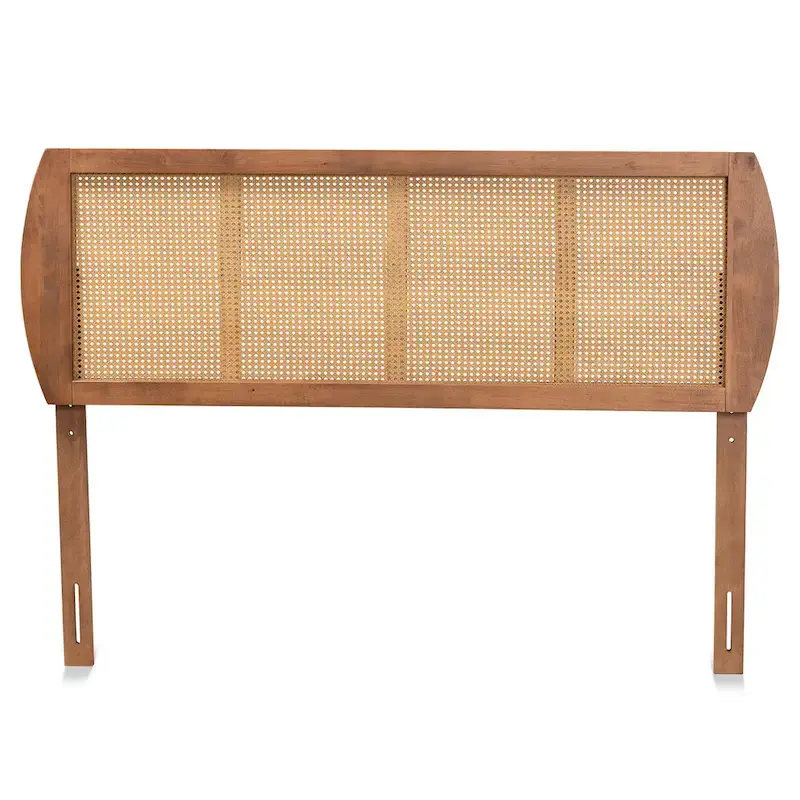 Harris Ash Walnut Wood and Synthetic Rattan Headboard