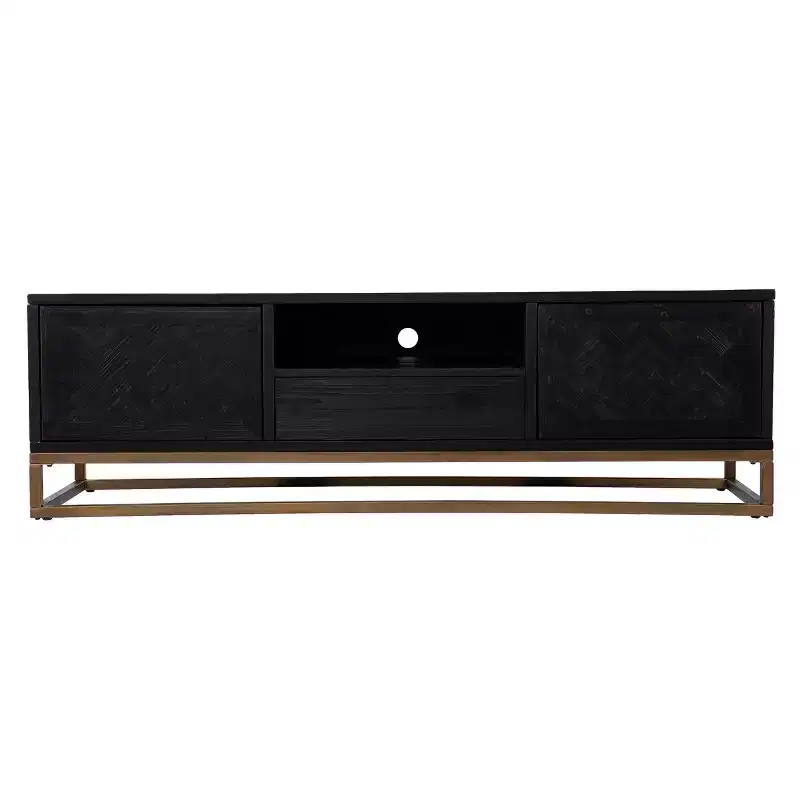 3-Shelf Iron & Wood Storage Console, Natural/Black, Single User