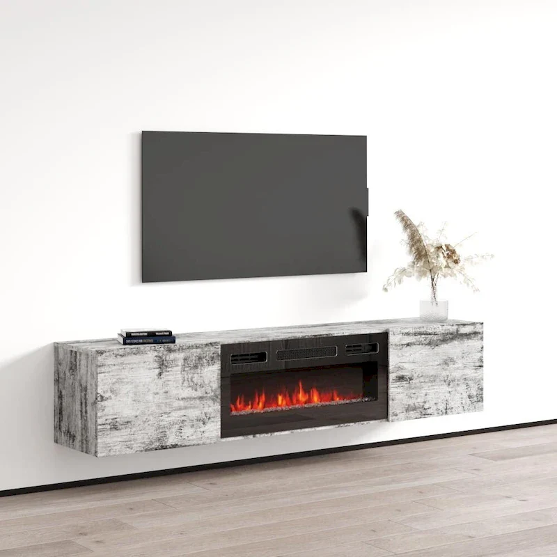 Floating Fireplace TV Stand