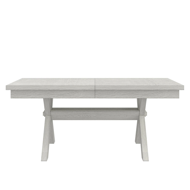 VECELO Dining Table Set with Bench, Solid Wood Rectangular Extendable Dining Table & 4 Solid Wood Dining Chairs