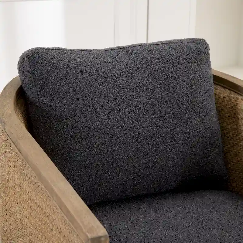 Carbon Black 30.12 Upholstered 360 Swivel Barrel Chair with Sturdy Hardwood Frame