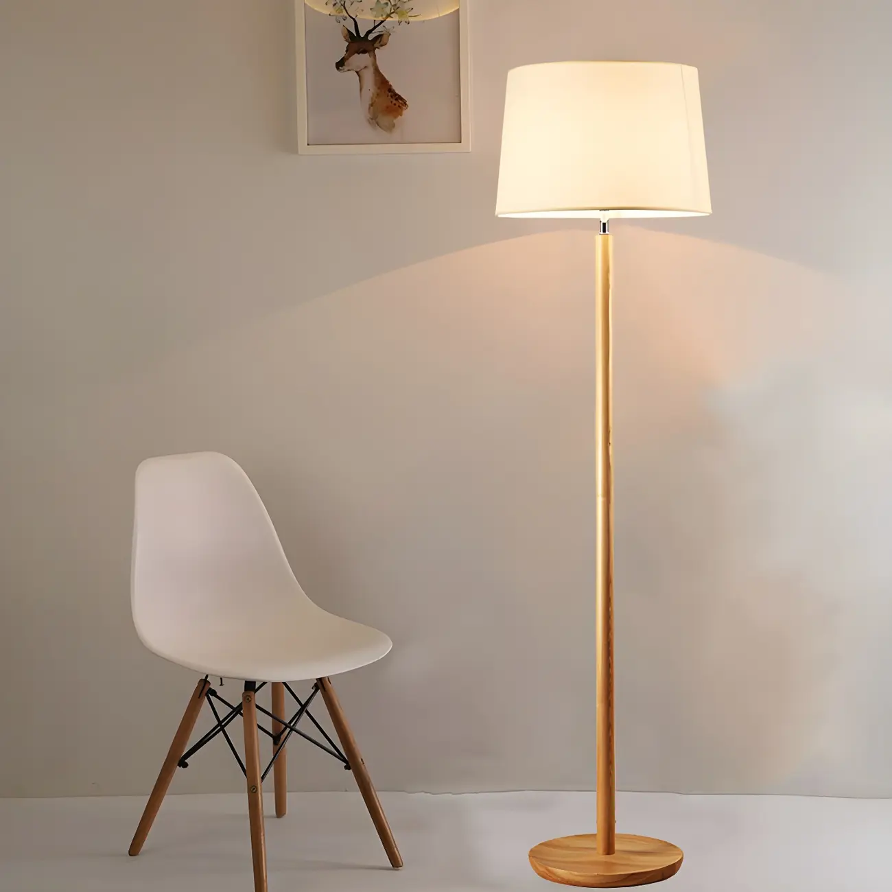 Modern Wood Standing Traditional Floor Lamp for Living Room