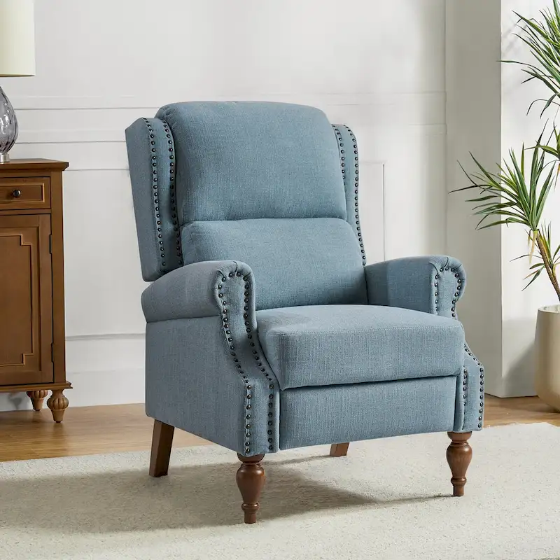 Terri Traditional Roll Arm Manual Recliner with Solid Wood Legs by HULALA HOME