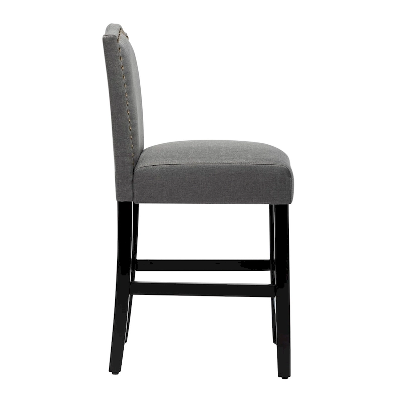 24 Inches Fabric Upholstered Nailhead Trim Counter Height Bar stools with Back Set of 2