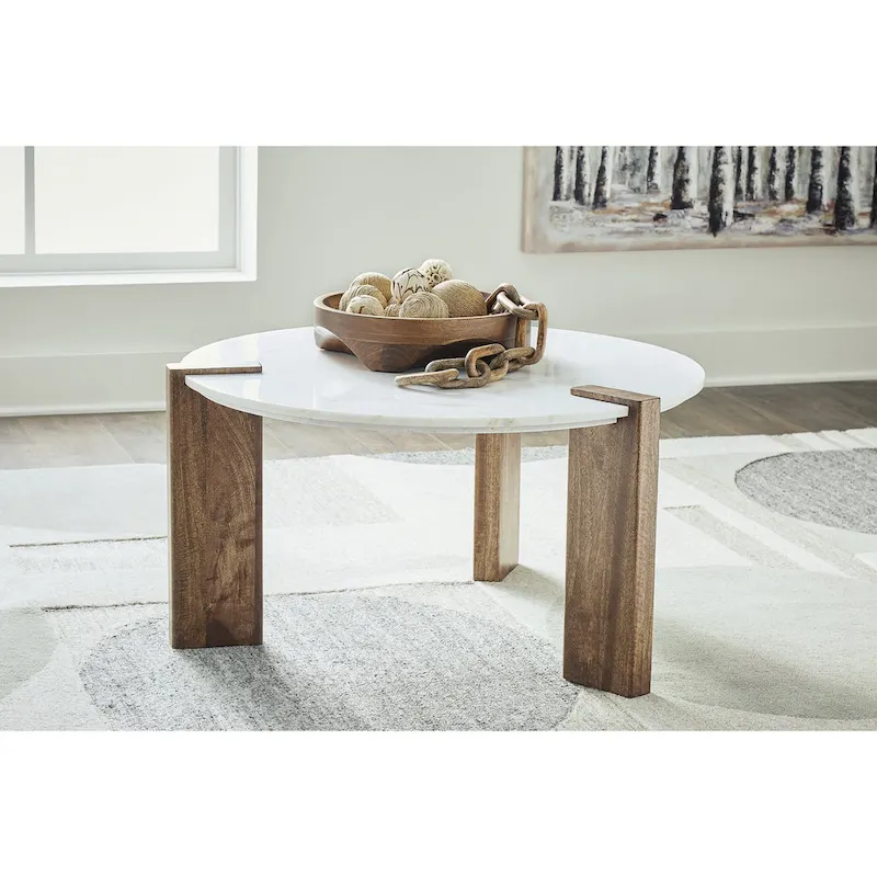Signature Design by Ashley Isanti White/Brown Coffee Table - 33W x 33D x 18H