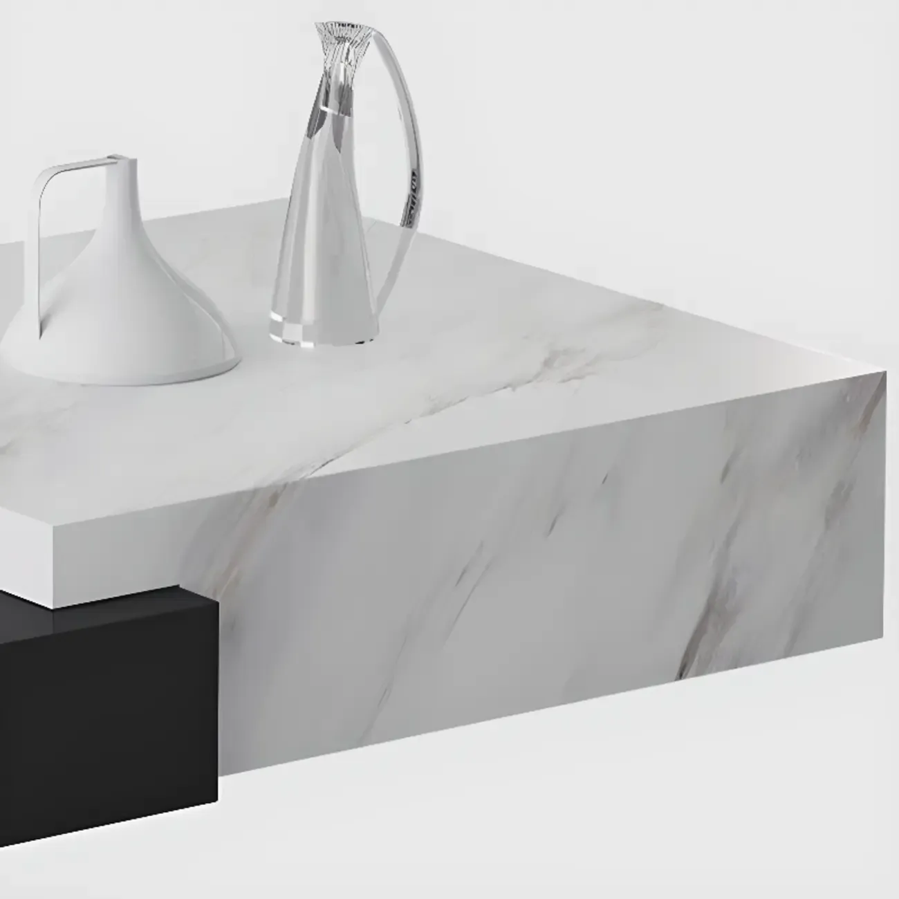 Modern Marble Nesting Coffee Table Set in Black and White