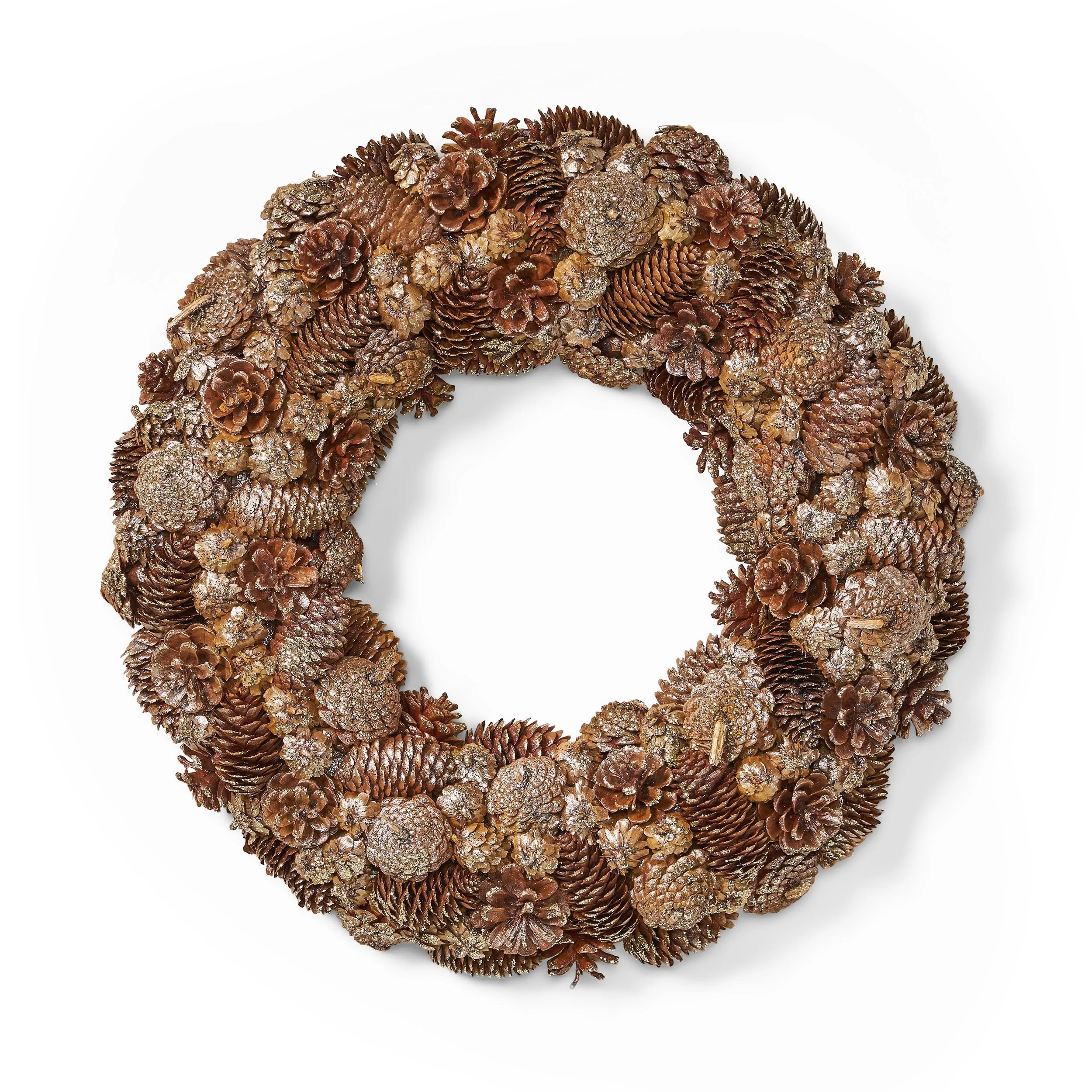 18.5 Pine Cone and Glitter Unlit Artificial Christmas Wreath - NH666313