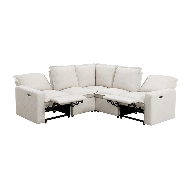 Linen L-Shaped Sectional Sofa with Power Recliners & USB