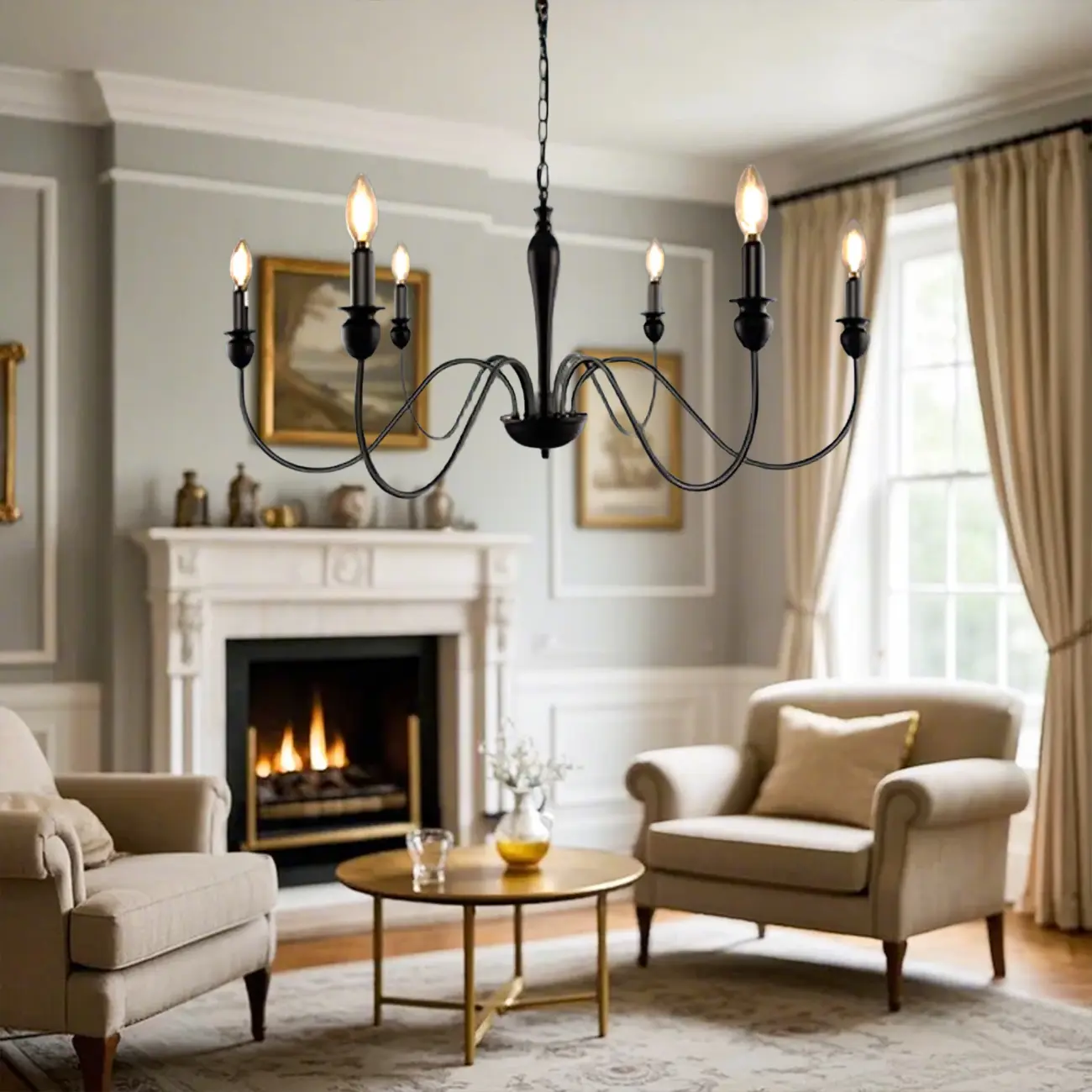 Industrial Black Chandeliers at Home with Adaptable Height