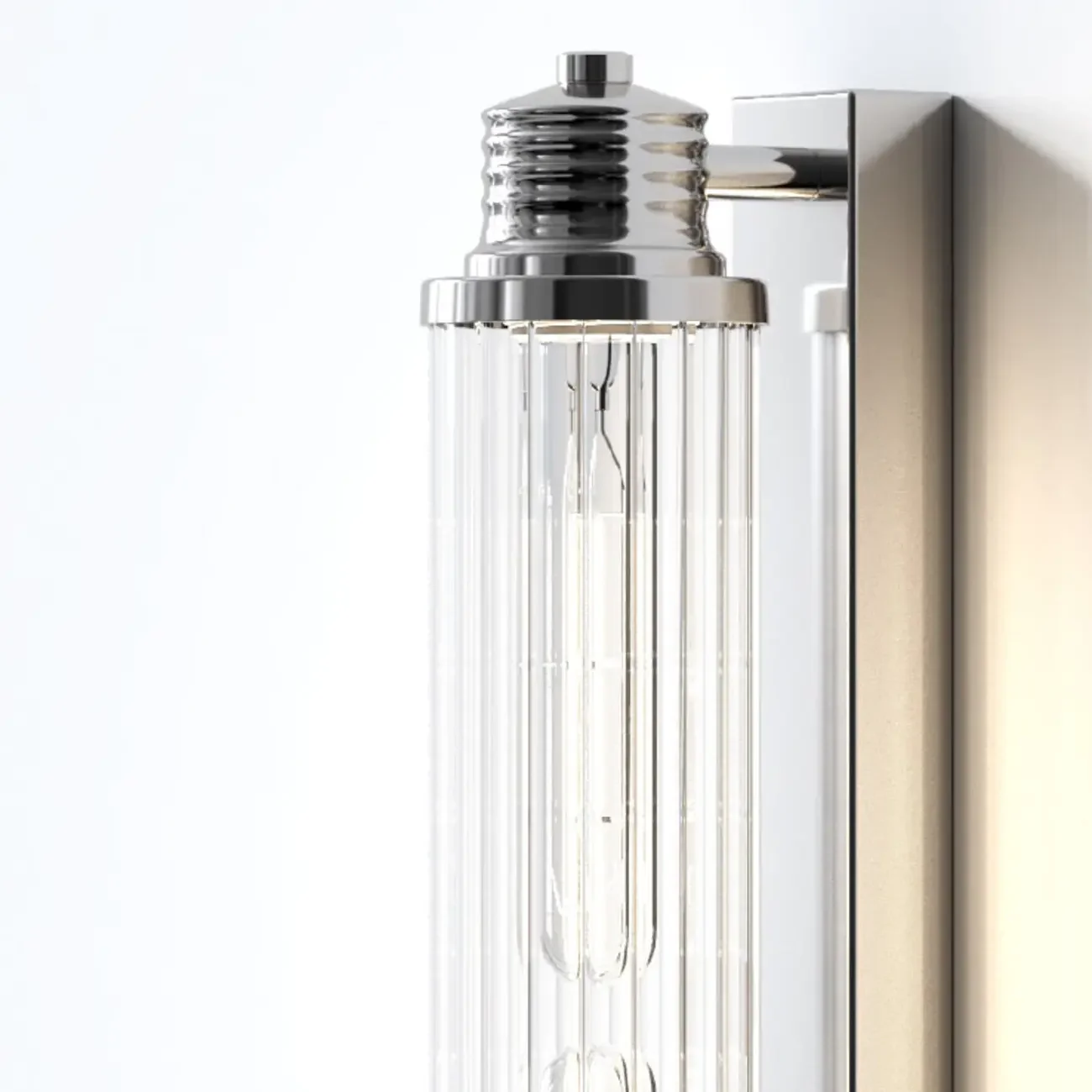 Chrome Glass Cylinder Vertical Wall Sconce