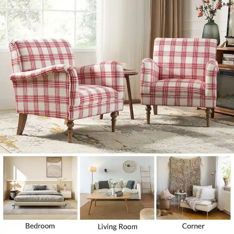 Mandan 29.5 Wide Traditional Accent Armchair with Solid Wood Legs Set of 2 by HULALA HOME