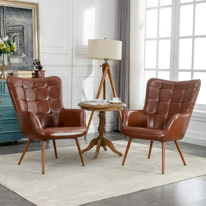 Set of 2 Modern Accent Chair Wingback Armchair