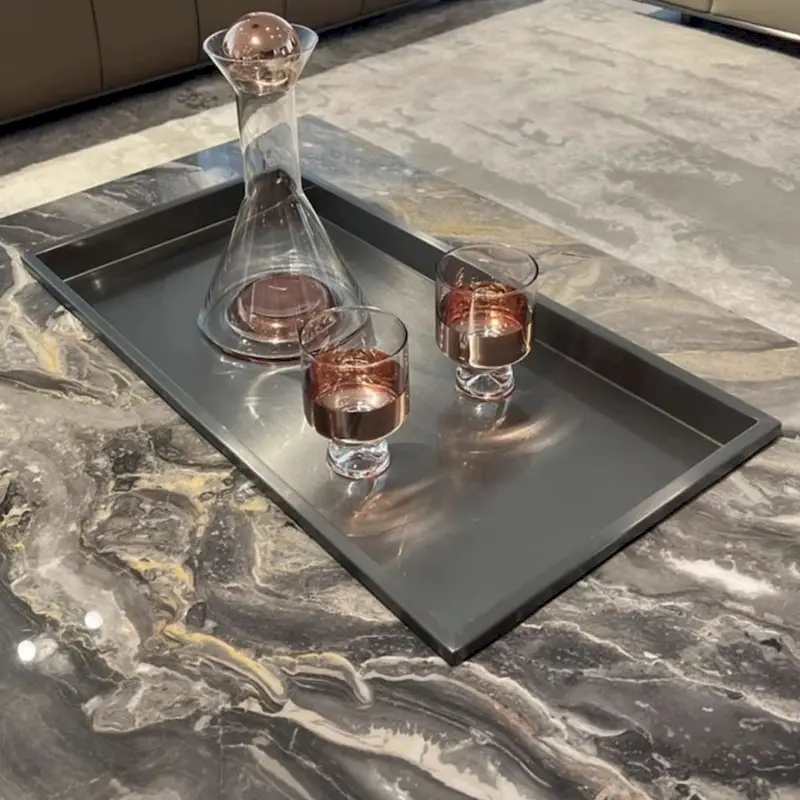 JASIWAY Light Luxury Sintered Stone Square Coffee Table