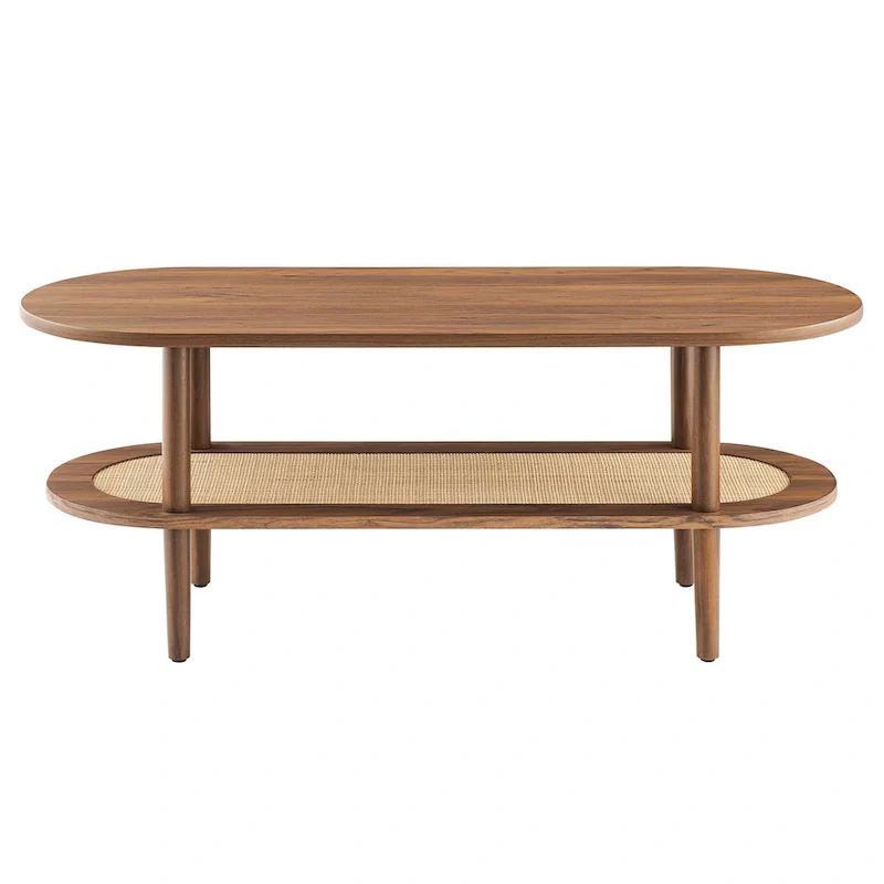 Colusa Modern Walnut Wooden Coffee Table with Shelf
