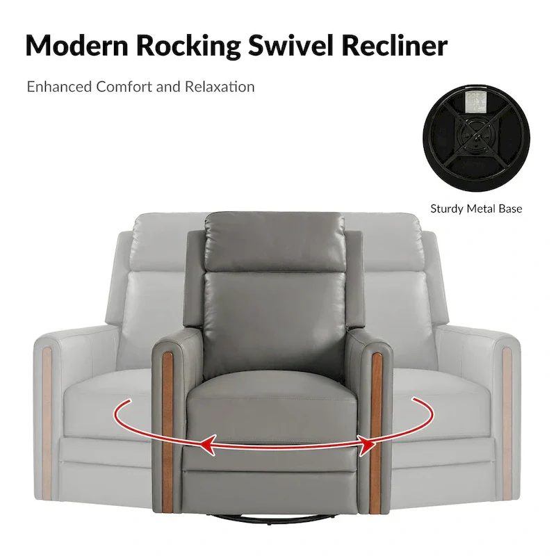 Jaime Modern Genuine Leather Power Rocking Swivel Recliner with Adjustable Headrest and Footrest Set of 2 by HULALA HOME