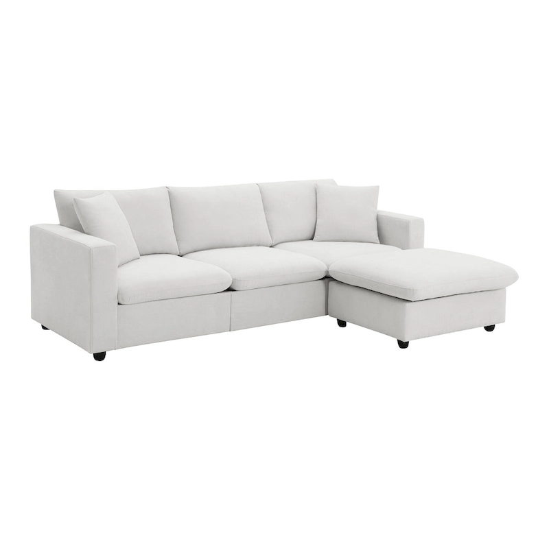 101 L-Shaped Cloud Sectional Sofa with Ottoman & Pocket Springs