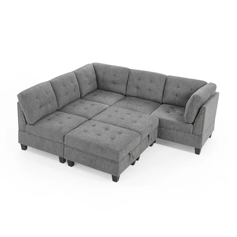DIY Combination Modular Sectional Sofa, Gray