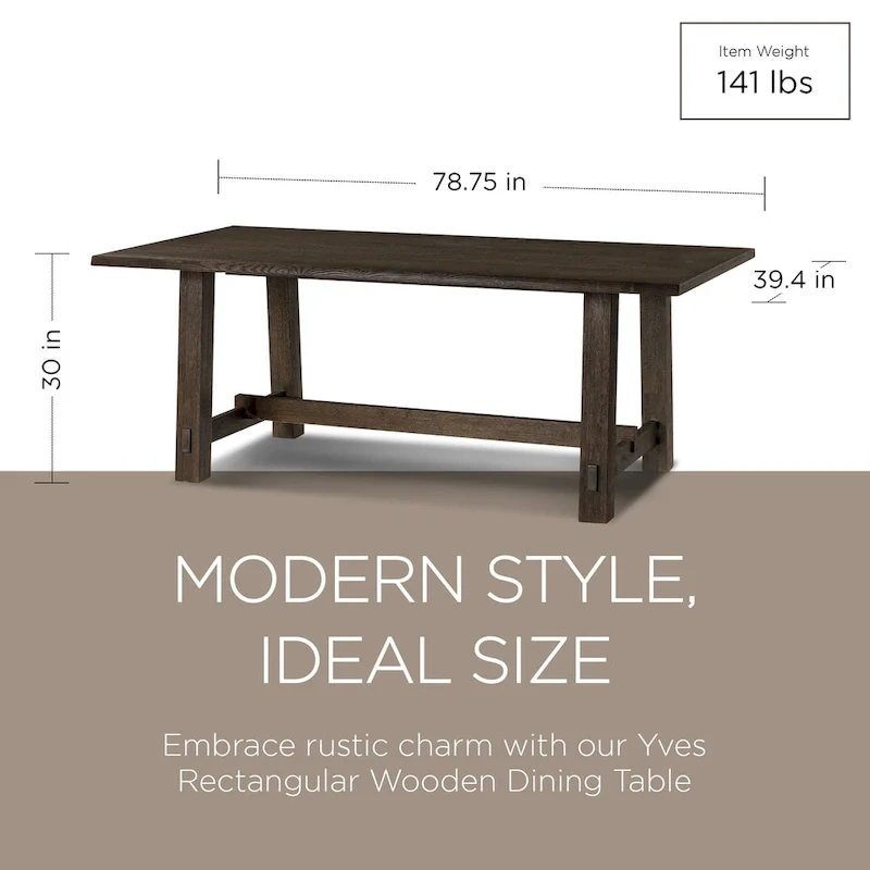 Rectangular Wooden Dining Table (Weathered Black Finish)