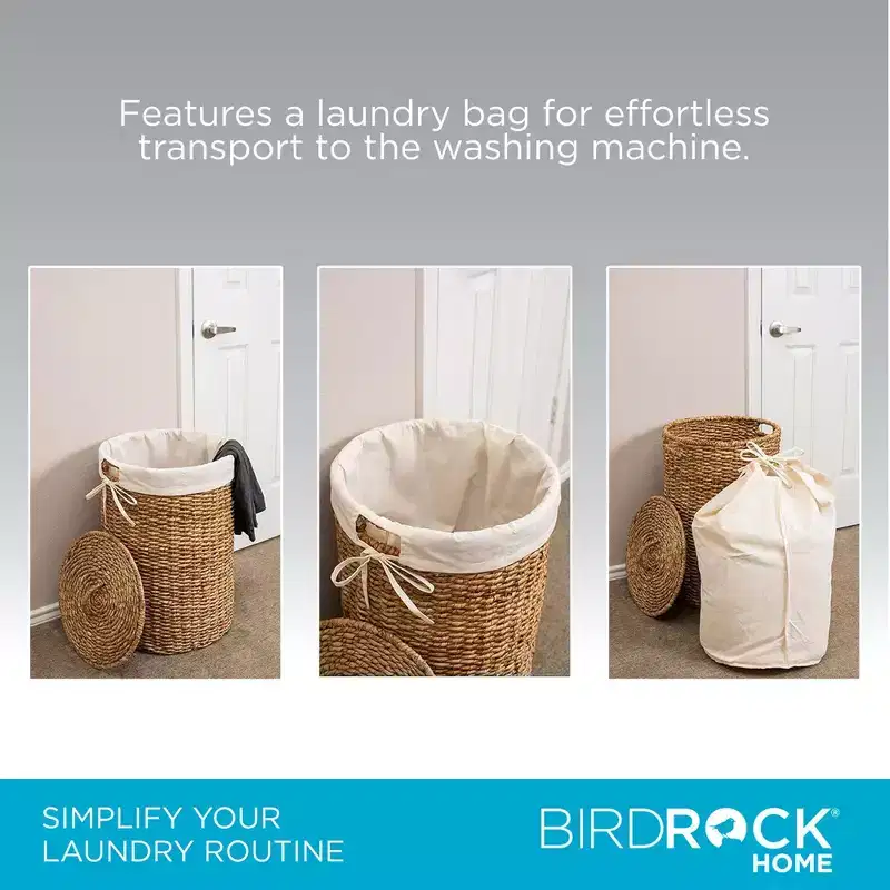 BirdRock Home Seagrass Laundry Hamper with Liner - Natural