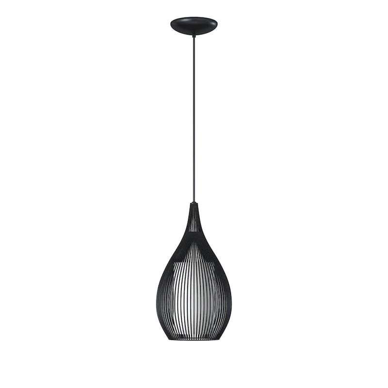 Eglo Razoni 1-light Black Mini Pendant with Opal Glass