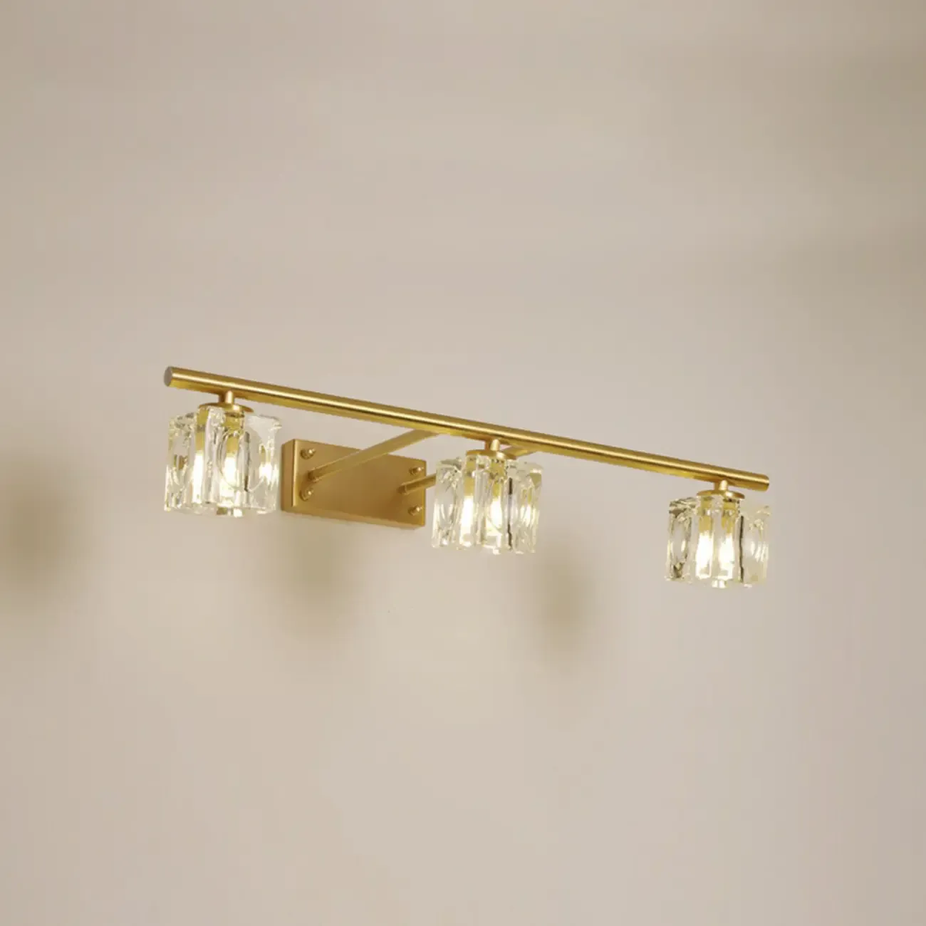 Modern Gold Bathroom Vanity Lights with Clear Crystal Shade