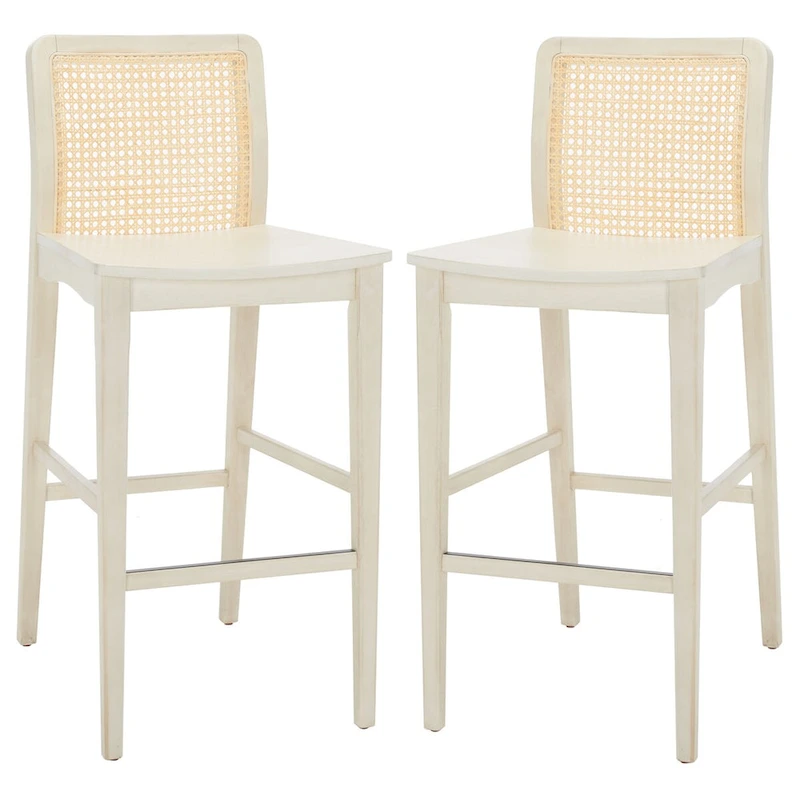 SAFAVIEH Home Benicio 29-inch Rattan Bar Stool [SET of 2] - 19Wx23Dx42H